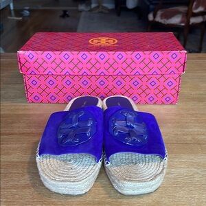 Tory Burch Blue Espadrille Slides